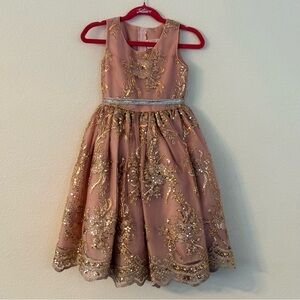 Elegant Gold and Pink Girls Dress Size 4